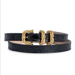 ❌SOLD❌By Far Kat Circular Croc-Embossed Leather Belt